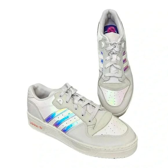 ADIDAS Rivalry Low Orchid Tint Mens sz 11 White w/ Iridescent Trim EE5129 - Picture 1 of 9
